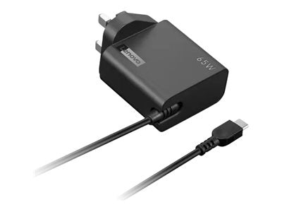 Lenovo 65W USB-C Wall Power Adapter UK 3-Pin Plug 1.7m PD 3.0 5/9/15/20V Black