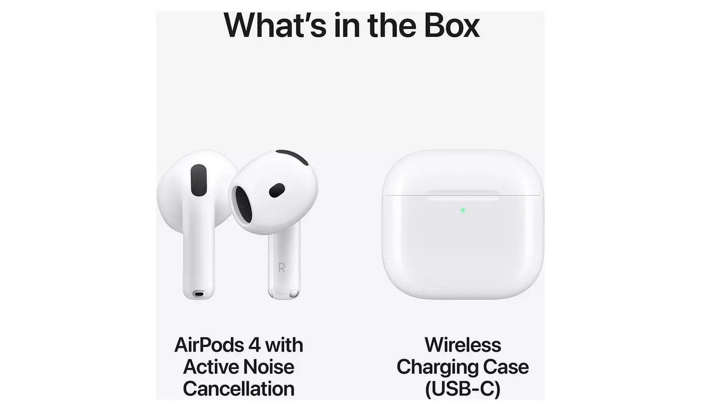 Apple AirPods 4 White Wireless Bluetooth Noise Cancelling Earbud In Ear MXP93ZM/A
