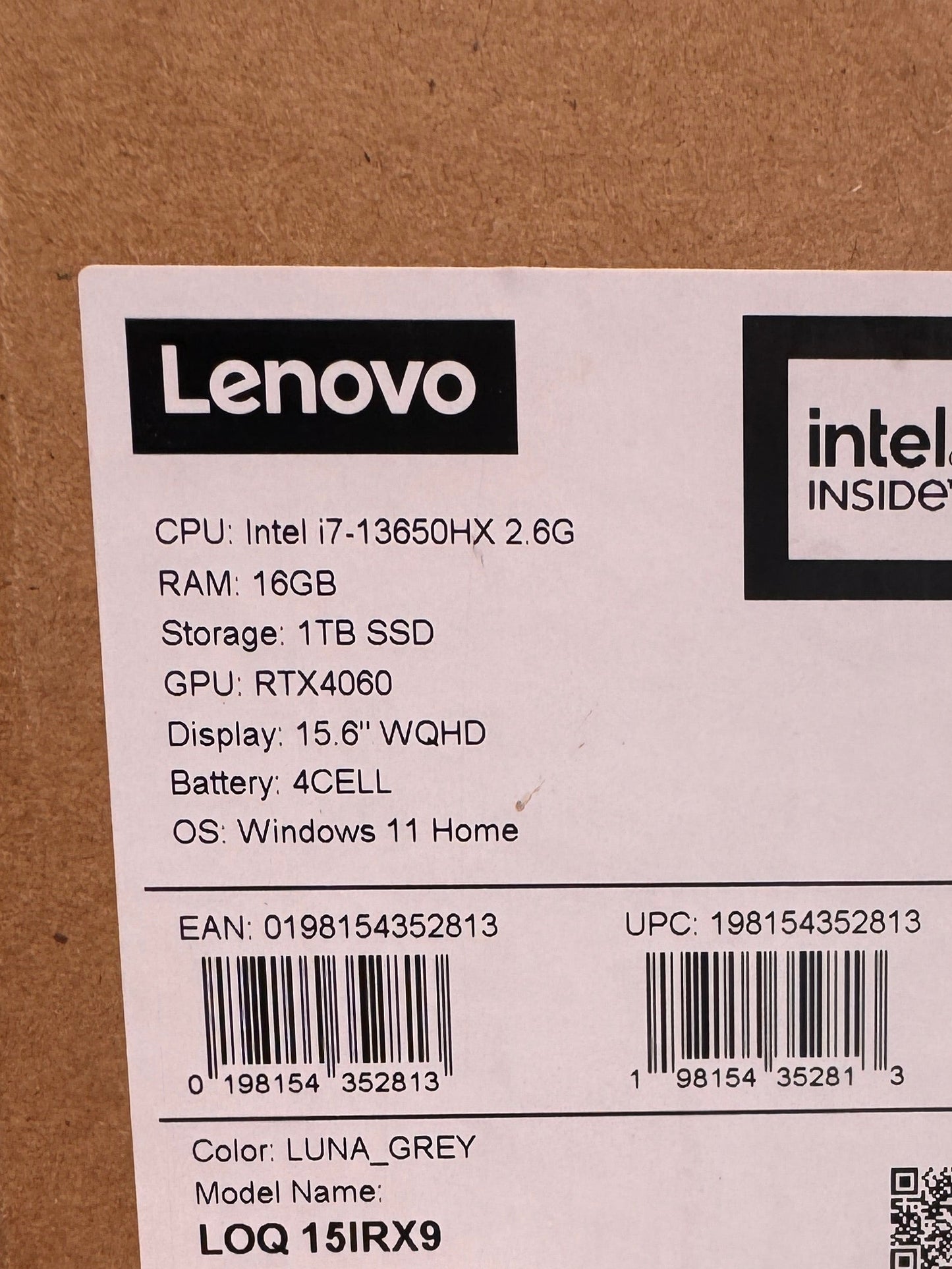 Lenovo LOQ 15IRX9 2024 15" Gaming Laptop i7 RTX 4060 16GB RAM 1TB SSD 83DV00QPUK