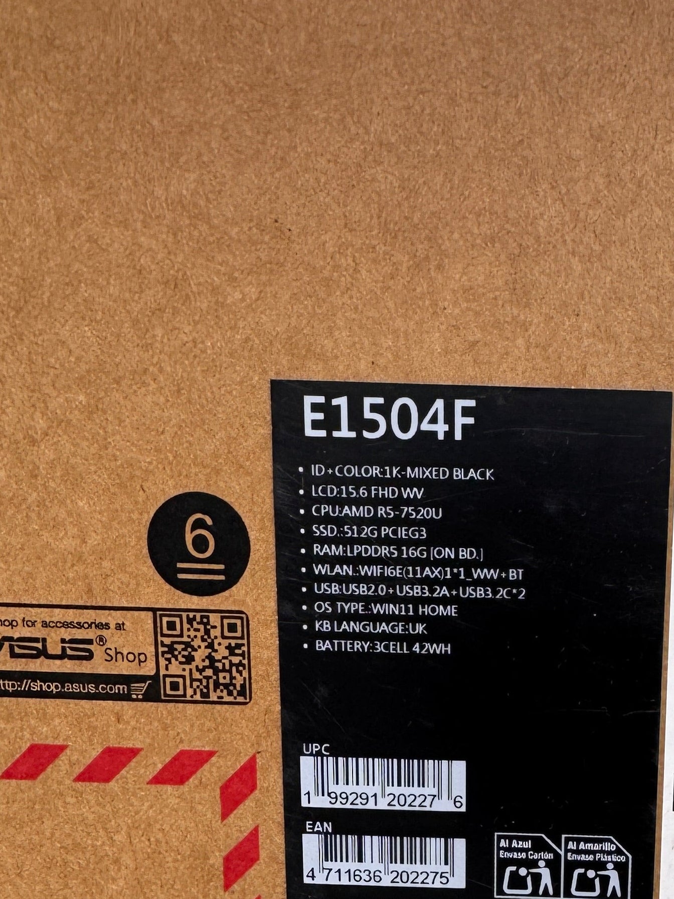 Asus VivoBook Go 15.6in Laptop AMD Ryzen 5 7520U 16GB RAM 512GB SSD IPS Windows 11 Home Black E1504FA-BQ2566W