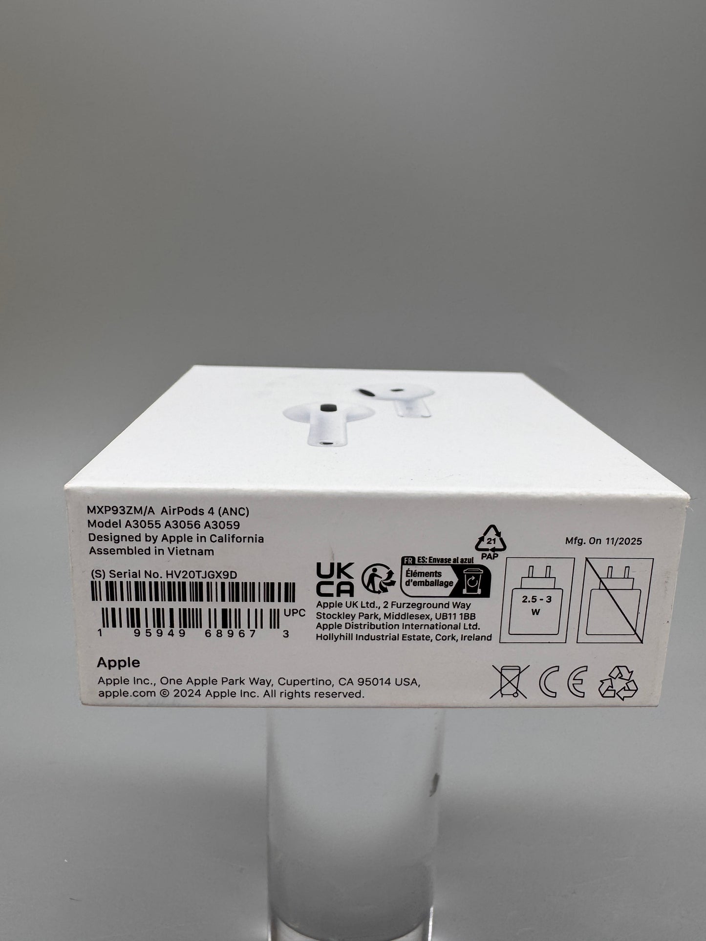 Apple AirPods 4 White Wireless Bluetooth Noise Cancelling Earbud In Ear MXP93ZM/A