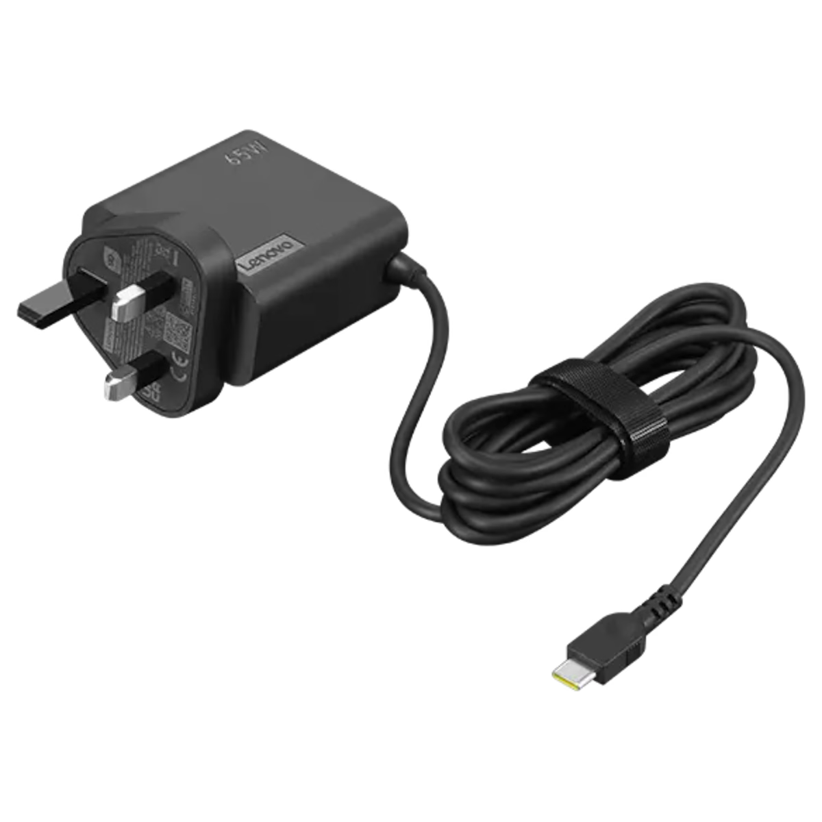 Lenovo 65W USB-C Wall Power Adapter UK 3-Pin Plug 1.7m PD 3.0 5/9/15/20V Black